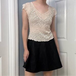 Vintage Blouse Y2K Coquette Pastel Cream Dainty Floral Semi Sheer Size Medium